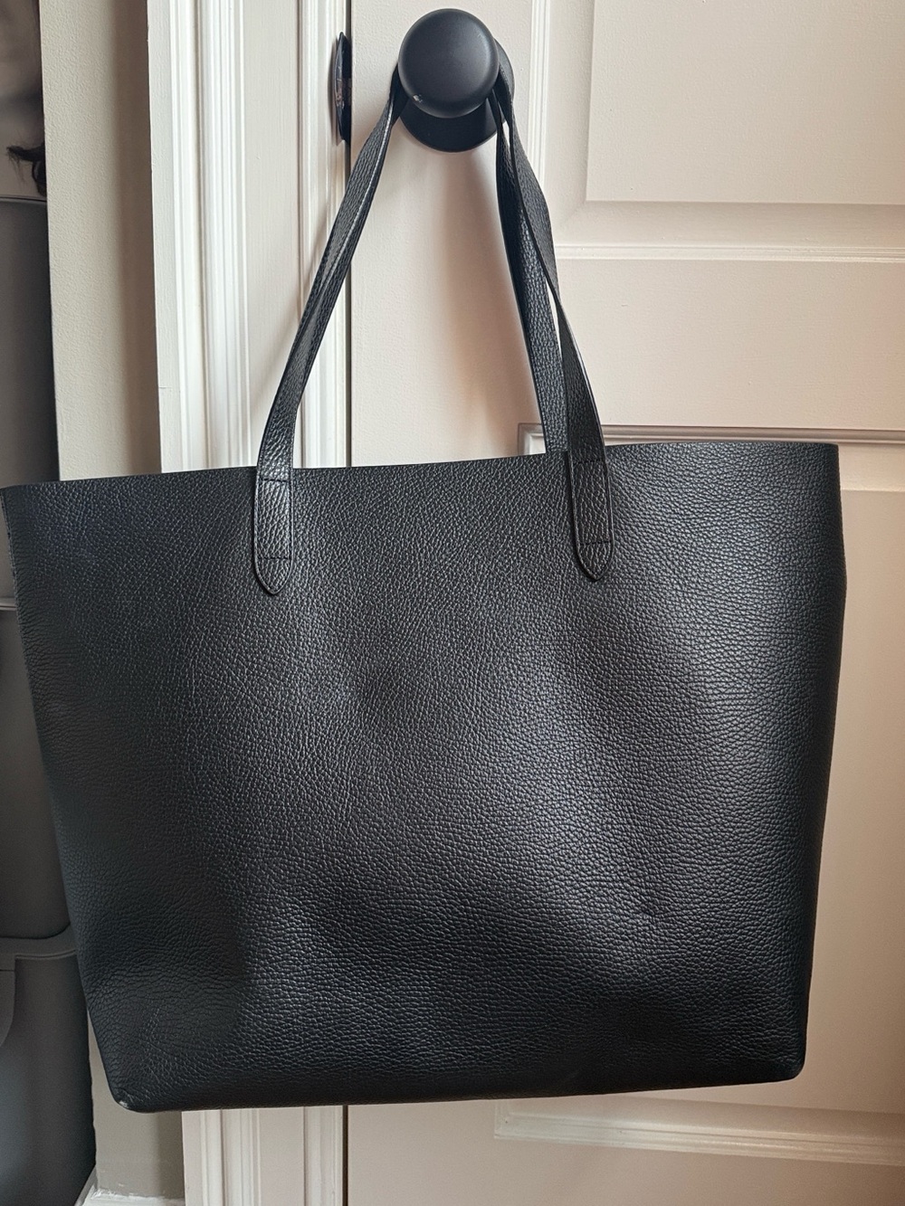 Cuyana Classic Structured Black/Blush Leather Tote Bag